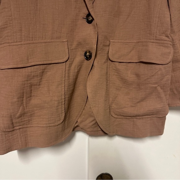 Madewell Larsen Tan Gauze Cotton & Linen Relaxed Blazer Size Medium - Picture 5 of 8